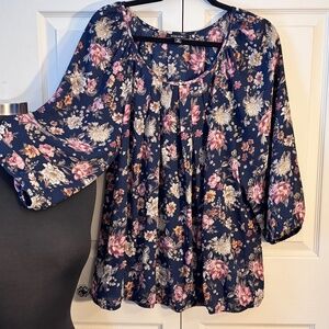 Fox &Ali 3/4 Sleeve Blouse 2x Floral
